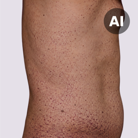 Bild von Angiokeratomen über den gesamten Torso verteilt